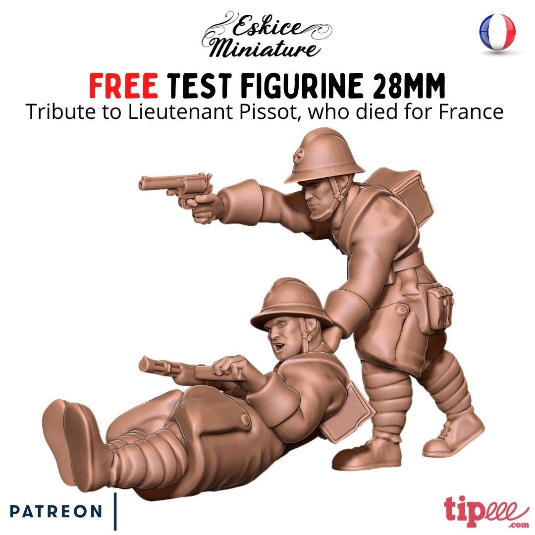 FREE TEST MODEL, Lieutenant Pissot, French medic - 28mm